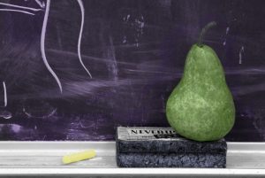 Blackboard School Hand Colored Pear Chalkboard